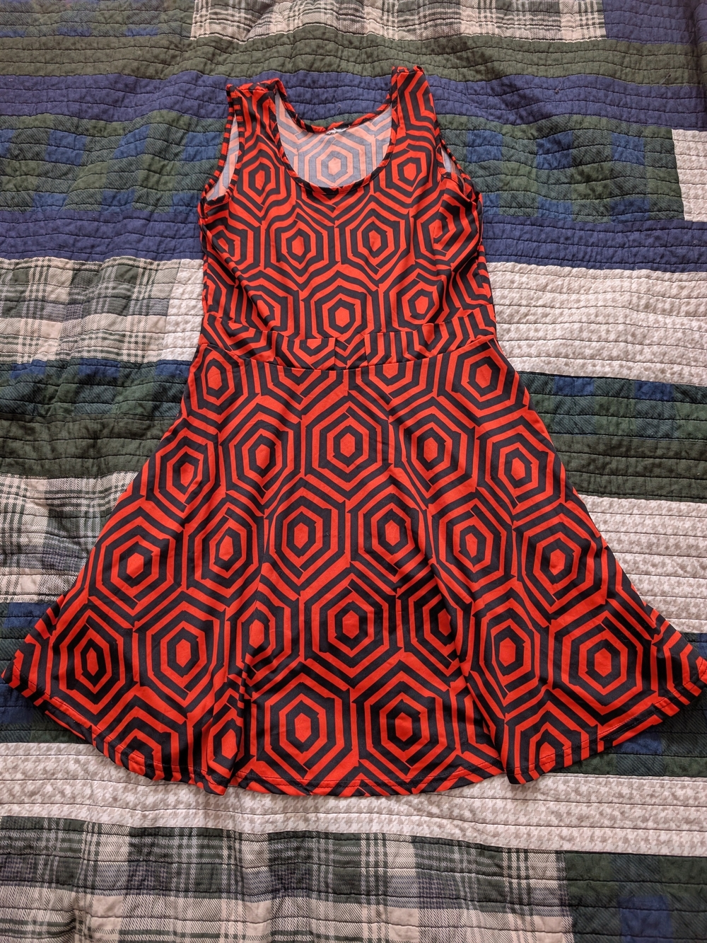 Red and Black Geometric Dress